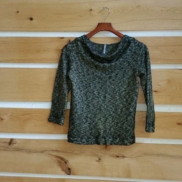 Blue Canoe Organic Green & Black Tweed Scoop Neck Sz S Sweater - Picture 2 of 7